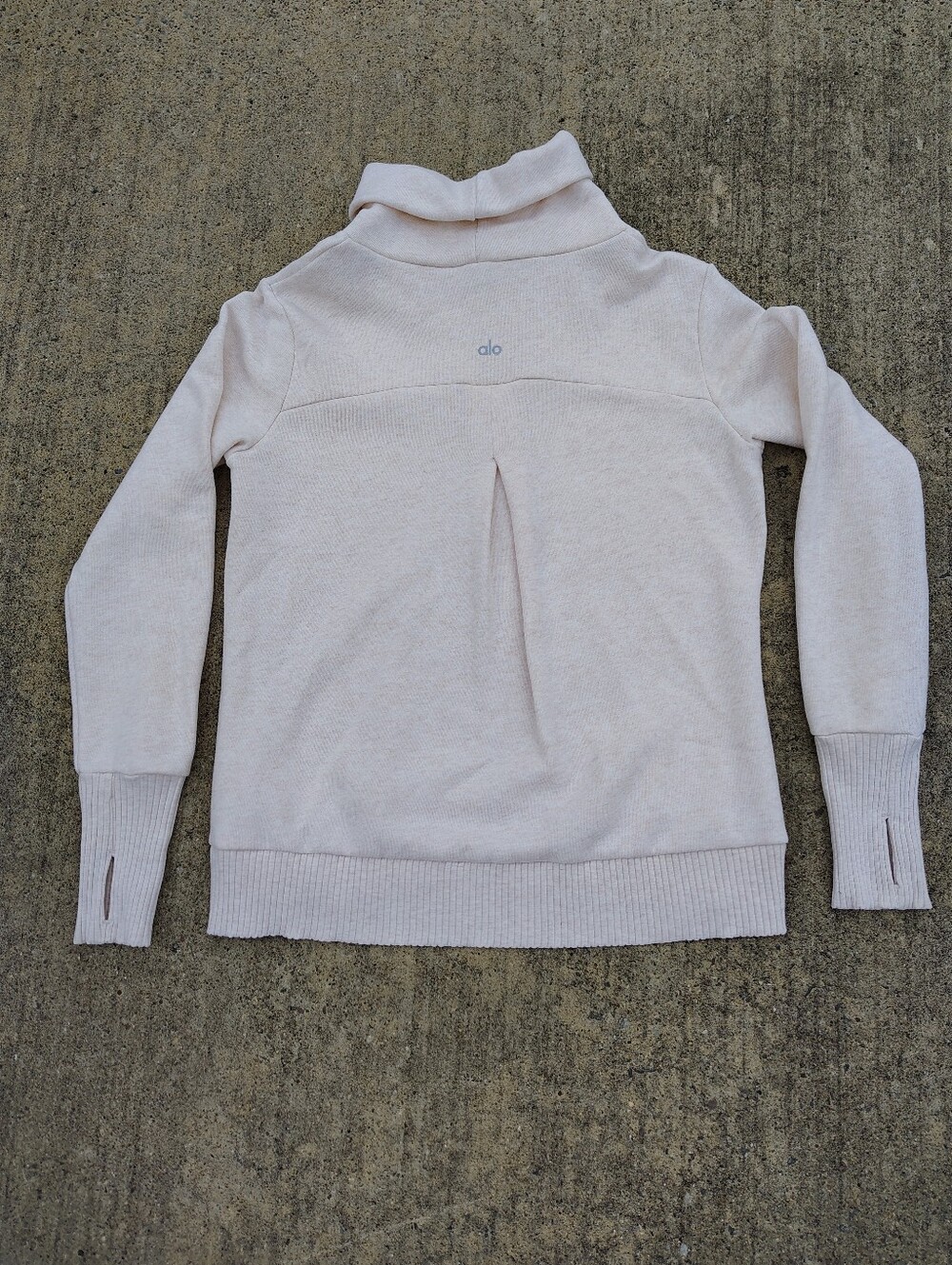 Alo Yoga Women's Cream Cowl Neck Sweatshirt Thumbhole Cuffs C93650 Size Small